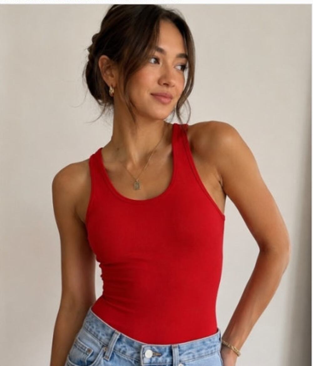 Babaton Aritzia Contour Racerback Bodysuit Red Thong Size XS